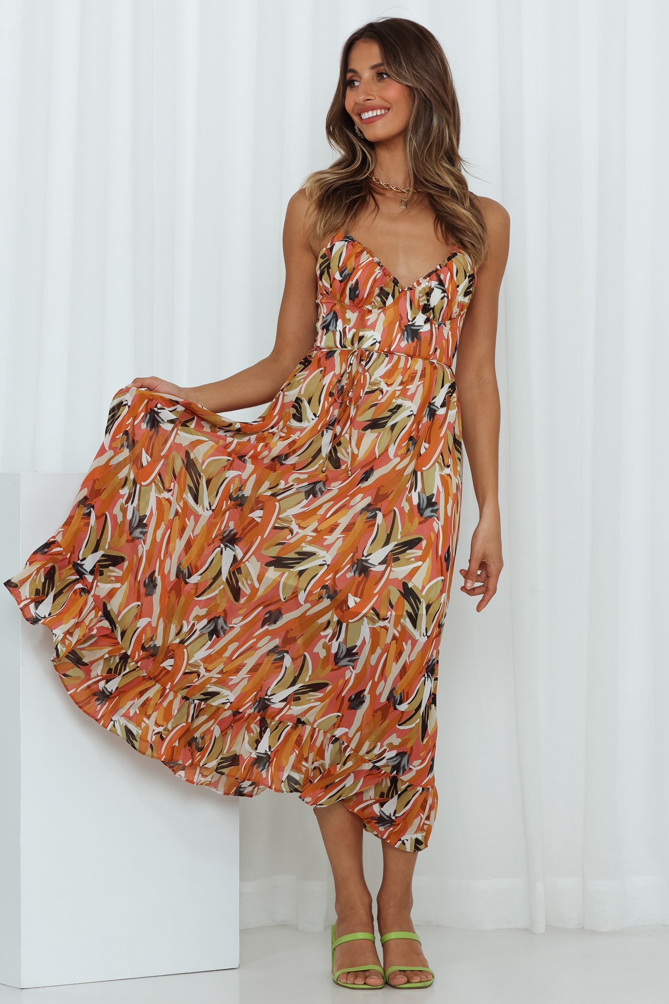 Lay It Out Midi Dress Orange