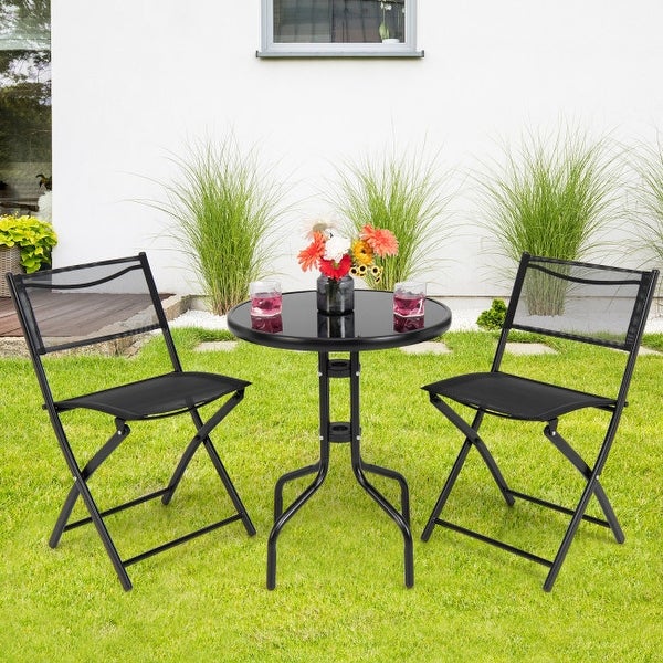 3 pcs Outdoor Folding Bistro Table Chairs Set - 18