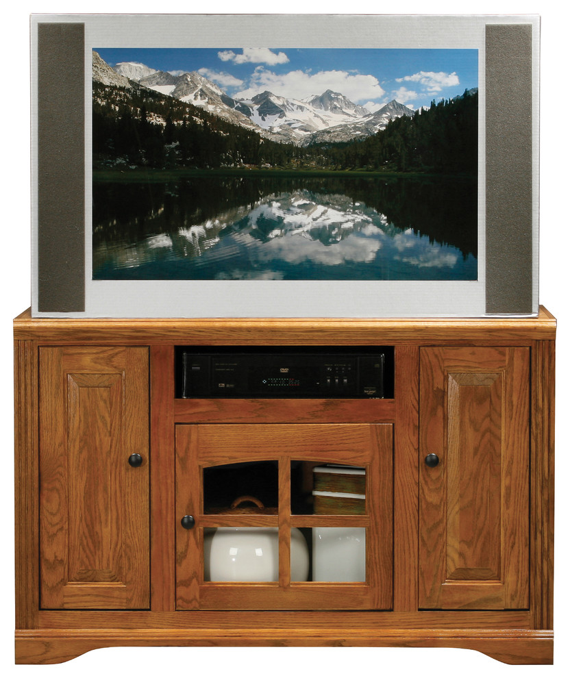 Oak Ridge 45 quotWide Screen TV Cart   Traditional   Entertainment Centers And Tv Stands   by Eagle Furniture  Houzz