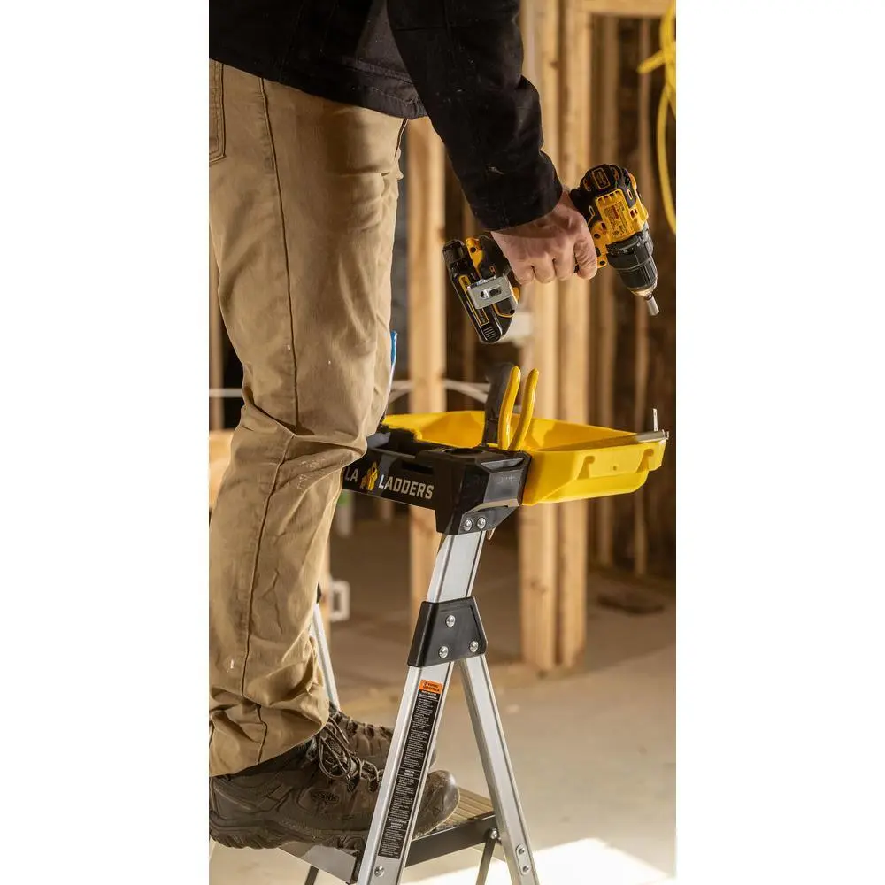 Gorilla Ladders 4 .5 ft. Aluminum Dual Platform Step Ladder with Project Bucket ( 9 ft. Reach ) 250 lbs. Capacity Type I Duty Rating
