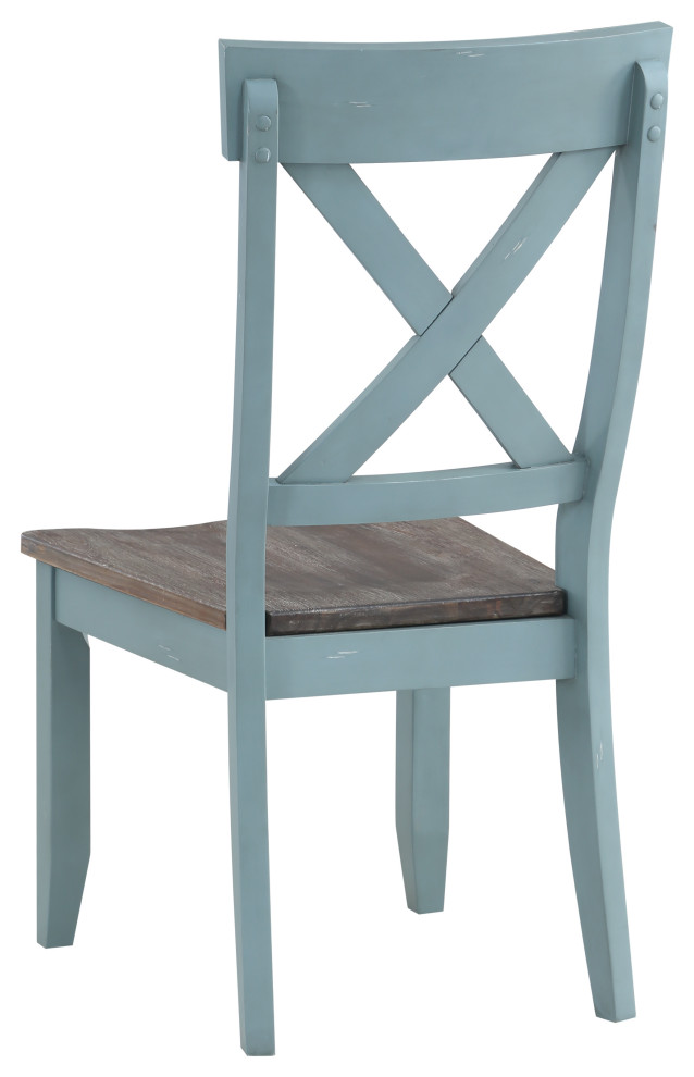 Bar Harbor Blue Blue Crossback Dining Chairs  Set of 2   Farmhouse   Dining Chairs   by Coast to Coast Imports  LLC  Houzz