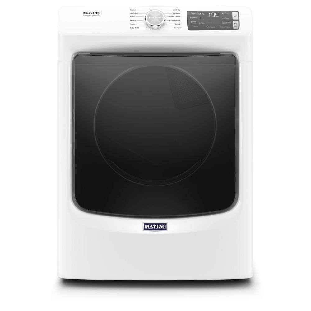 Maytag 7.3 cu. ft. 240-Volt White Stackable Electric Vented Dryer with Steam ENERGY STAR MED6630HW