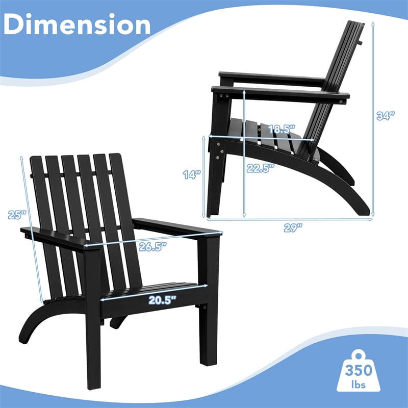 Outdoor Patio Acacia Wood Adirondack Lounge Chair