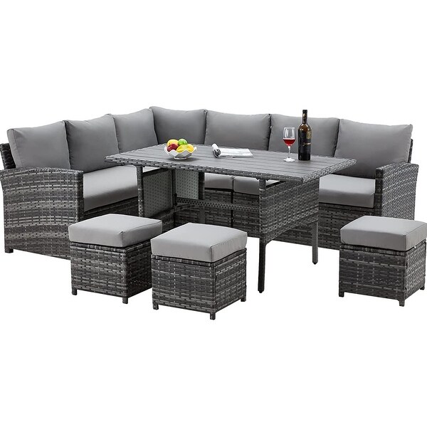 AECOJOY 7 Pieces Patio Furniture Set Outdoor Sectional Sofa Rattan Conversation Set