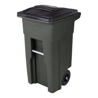 Toter 32 Gal. Greenstone Trash Can with Quiet Wheels and Attached Lid ANA32-55410