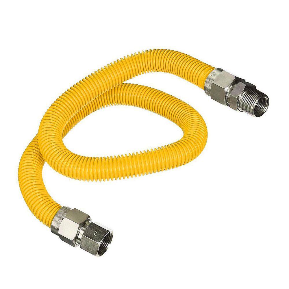 The Plumber's Choice 36 in. Flexible Gas Connector Yellow Coated Stainless Steel for Tankless Water Heater 1 in. O.D. with 34 in. Fittings YC34-FTGC-36P