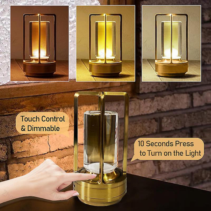 Led Cordless Table Lamp Retro Bar Metal Desk Lamps Rechargeable Touch Dimming Night Light Restaurant Bedroom Home Outdoor Decor