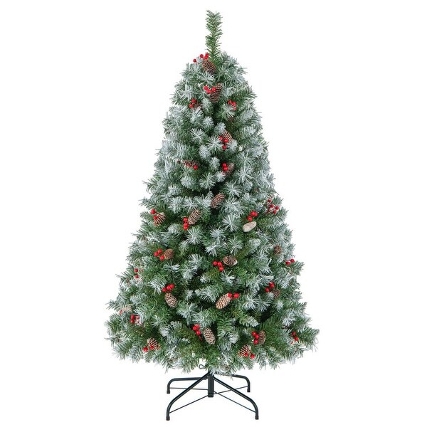 Holiday Hinged Christmas Tree with PVC Branch Tips，Warm White LED Lights