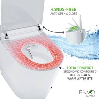 ANZZI ENVO Echo Elongated Smart Toilet Bidet in White with Auto Open Auto Close Auto Flush Heated Seat and Remote TL-STFF950WH