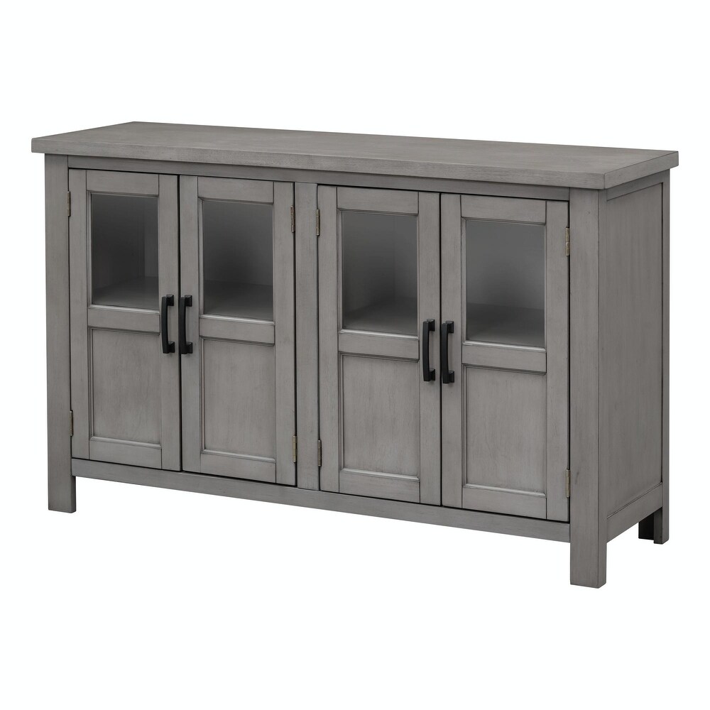 4 Door Cabinet with Adjustable Shelf and Metal Handles