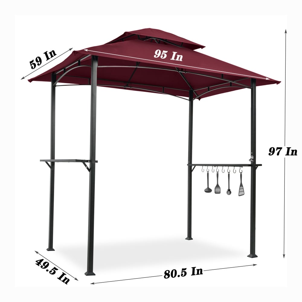 8 x 5 Ft Outdoor Gazebo Tent Double Top with hook and Bar Counters