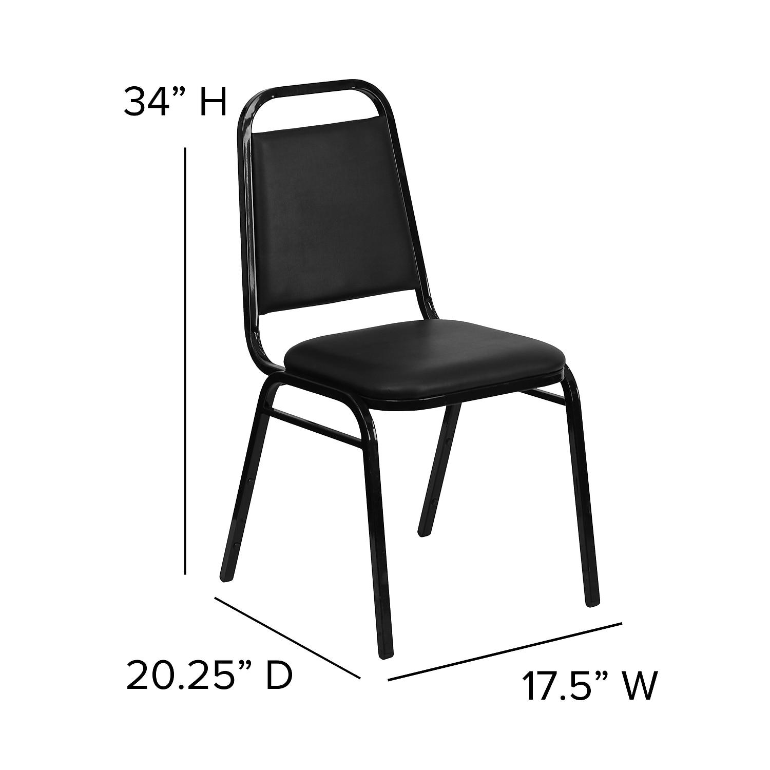 Flash Furniture 4 Pack HERCULES Series Trapezoidal Back Stacking Banquet Chair in Black Vinyl  Black Frame