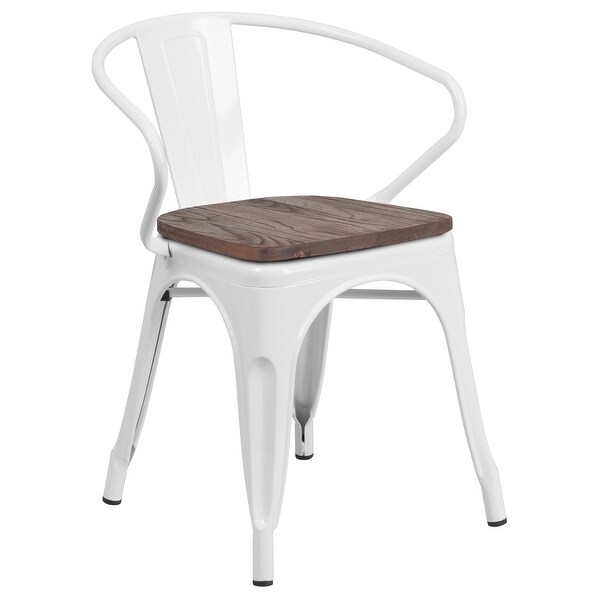 Metal Chair with Wood Seat and Arms