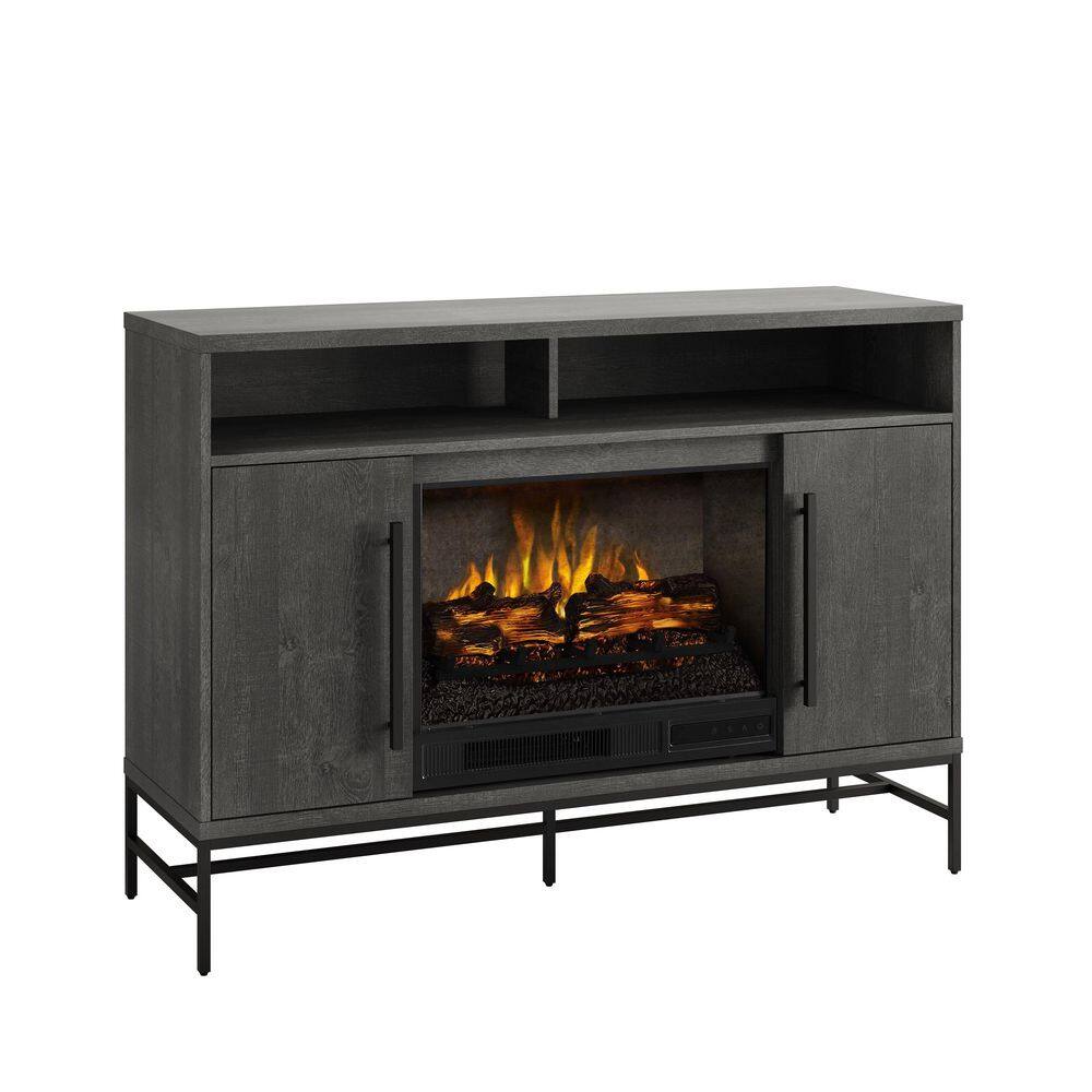 SCOTT LIVING KAPLAN 48 in. Freestanding Media Console Wooden Electric Fireplace in Gray Fawn Aged Oak HDSLFP48L-1A