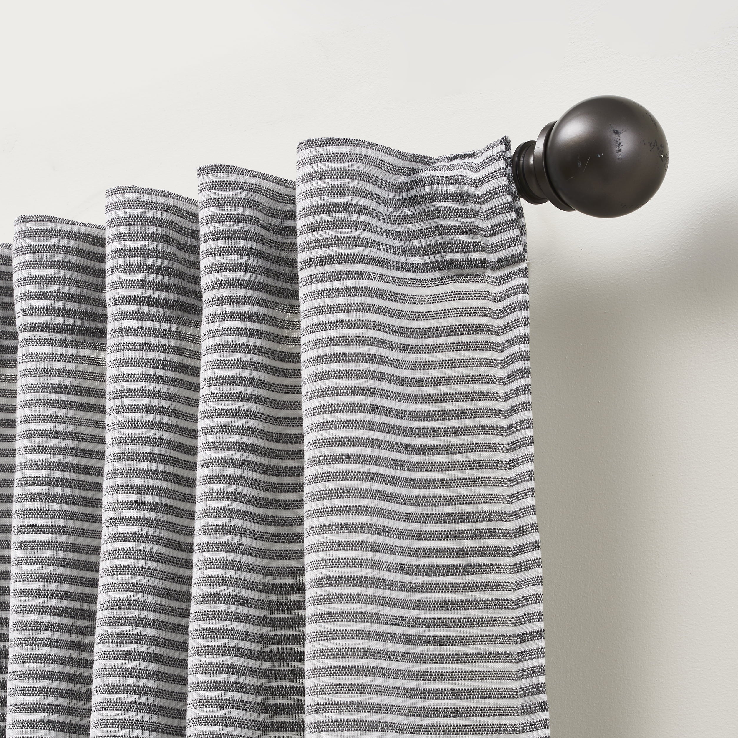 Better Homes & Gardens Textured Stripe Curtain (Single Curtain), 54x63, Rich Black