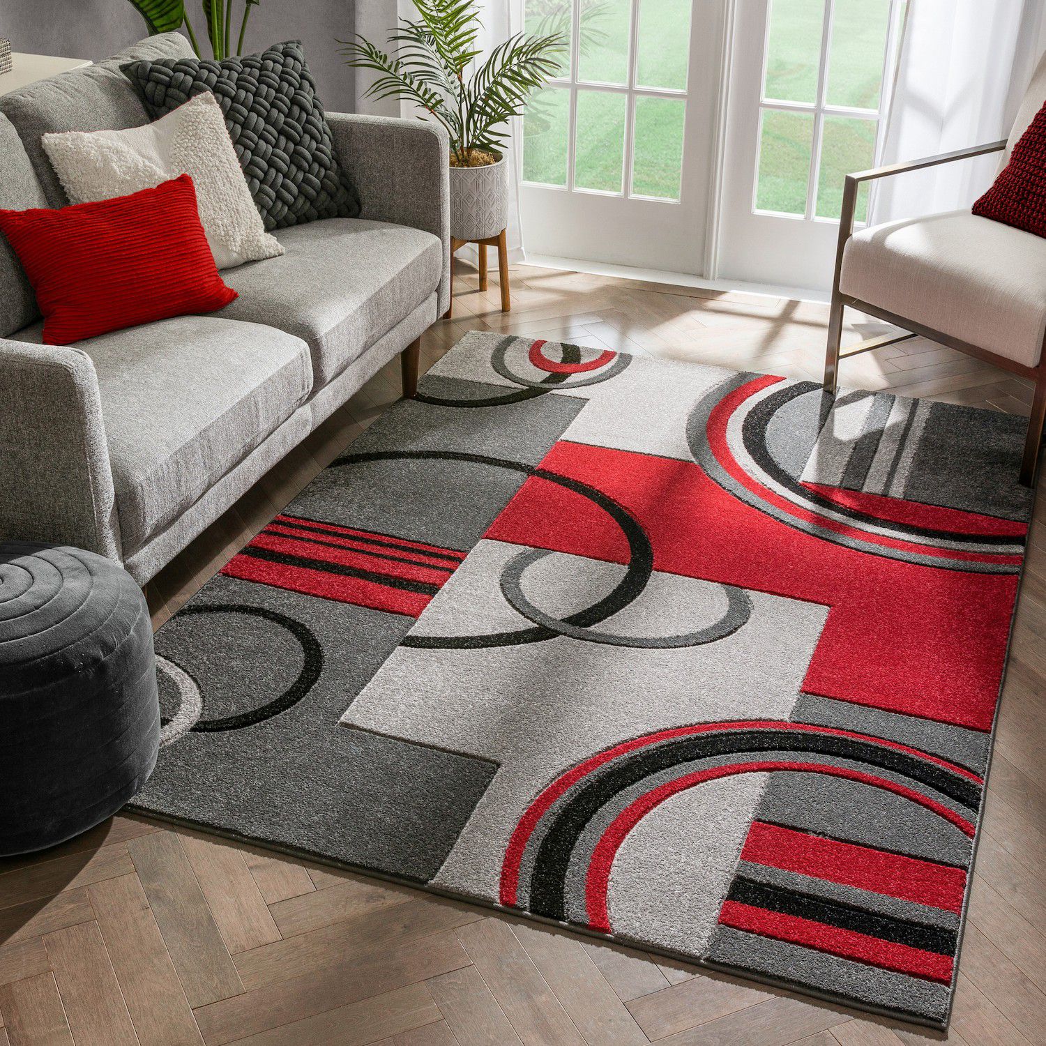 Well Woven Ruby Galaxy Waves Modern Area Rug