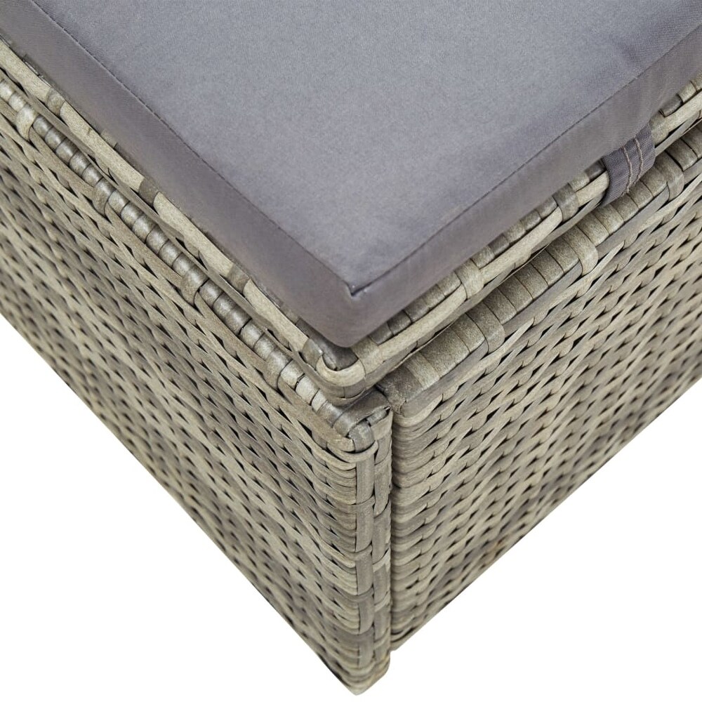 vidaXL Sunbed with Cushion Gray Poly Rattan