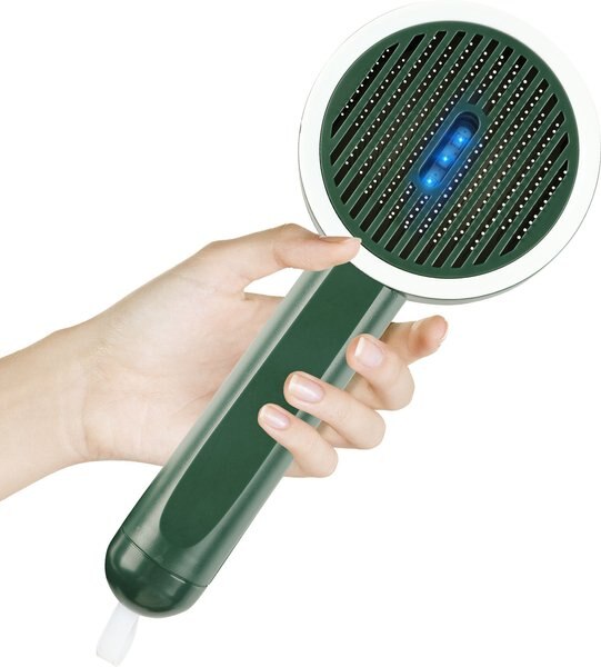 Fido Fave Self-Cleaning UV Sterilization Cat Slicker Brush， Green， Medium