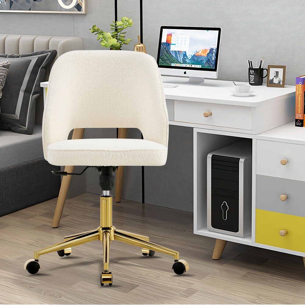 Velvet Office Chairs  Adjustable 360 °Armless Swivel