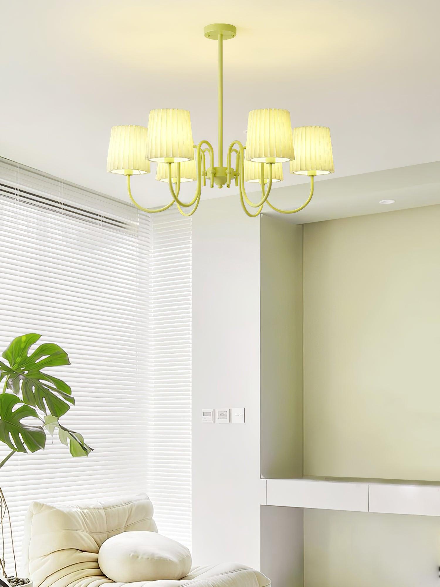 Pleated Fabric Matcha Chandelier