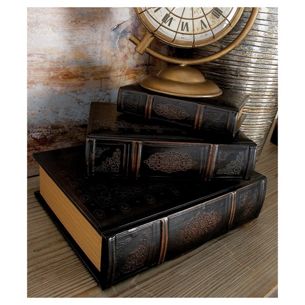 Vintage Reflections Rustic Wood style Mdf And Synthetic Leather Book Box Set 3ct Olivia amp May