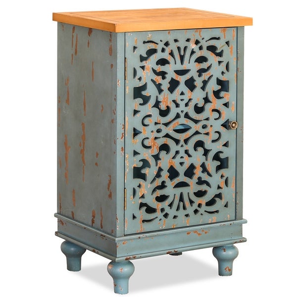 PHI VILLA Retro Distressed Hollow-Carved Side Table