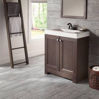 Glacier Bay Shaila 24.5 in. W Bath Vanity in Truffle with Cultured Marble Vanity Top in White with White Sink PPSOFTRF24