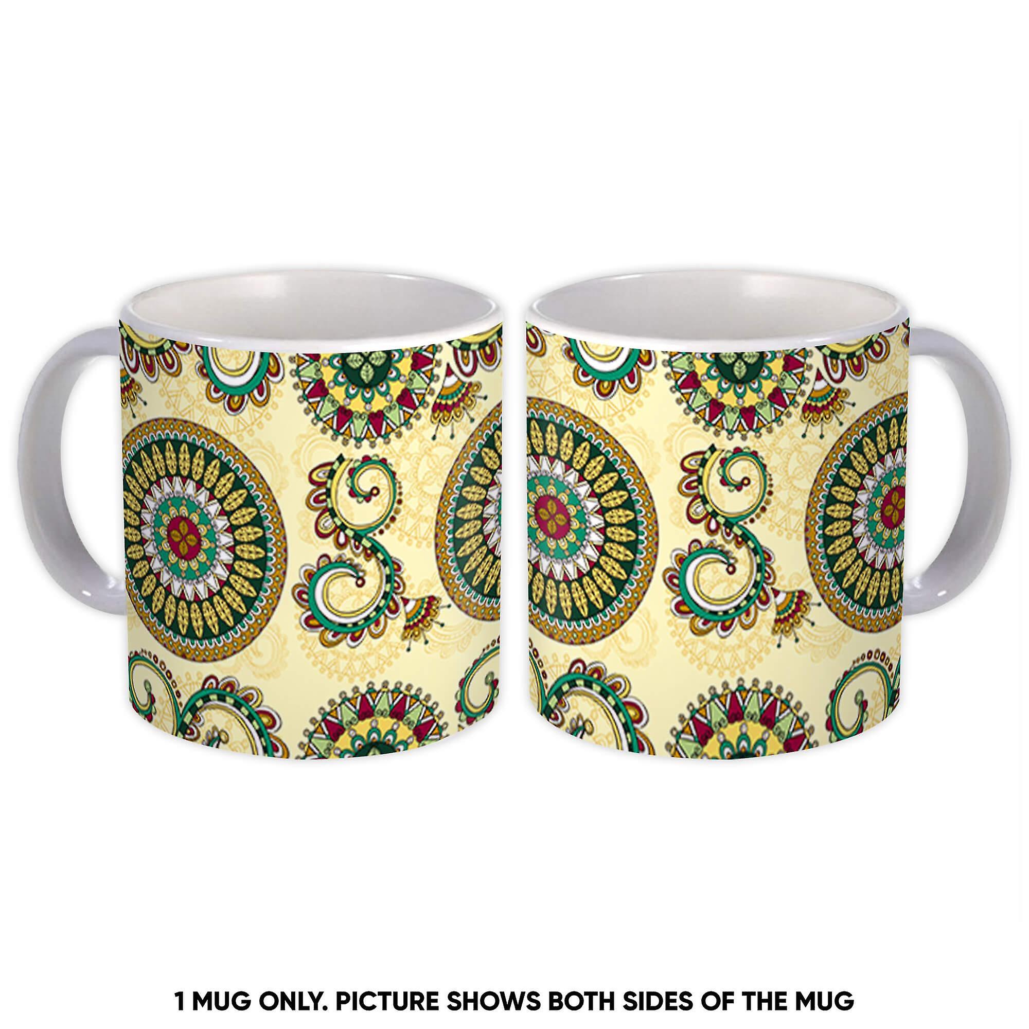 Gift Mug: Patterned Mandala Flower