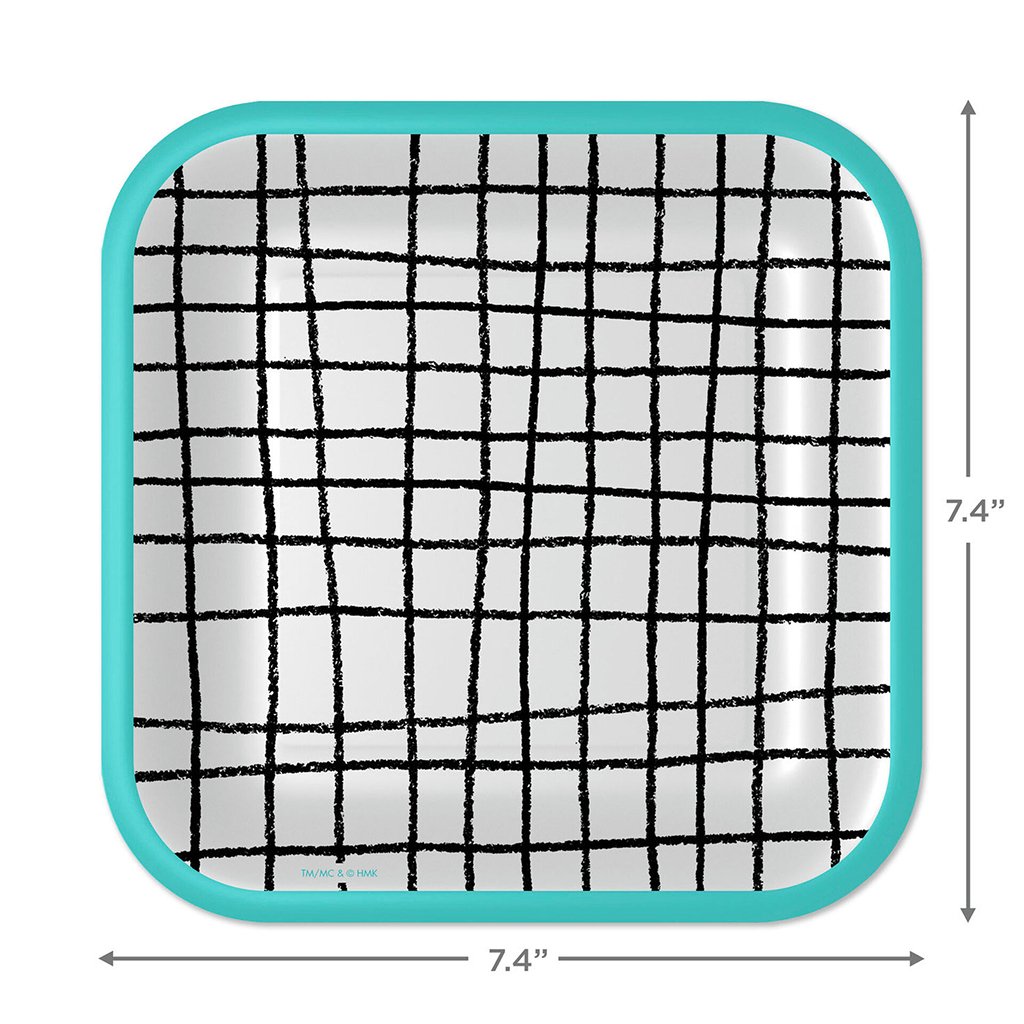 Hallmark  Black and White Grid Square Dessert Plates, Set of 8