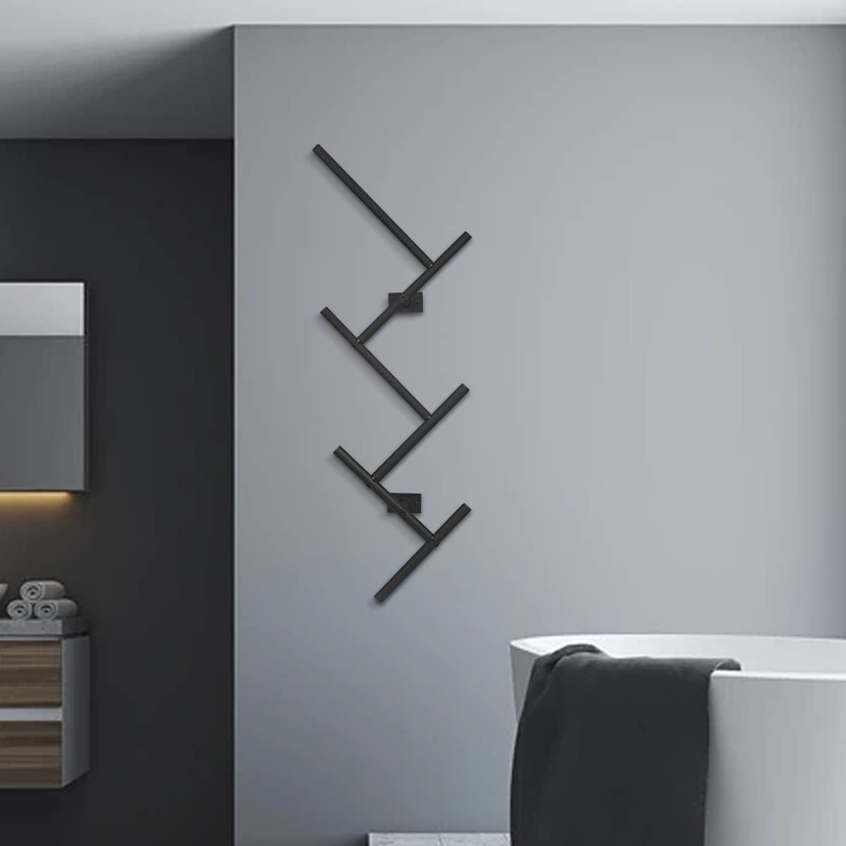 Livoccur Coat Rack， Wall Mounted Coat Rack， Modern Vertical Coat Rack with 6 Hooks for Coat， Towel， Bag， Caps， Organized and Storage in Living Room， Bedroom， Entryway