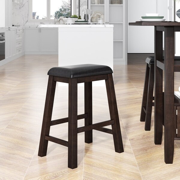 4 Pieces Counter Height Wood Kitchen Dining Upholstered Stools