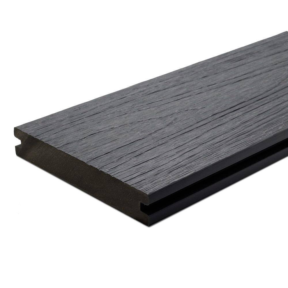 NewTechWood Naturale Magellan Series 1 in. x 5-12 in. x 0.5 ft. Westminster Gray Composite Decking Board Sample with Groove US01-16-N-LG-S