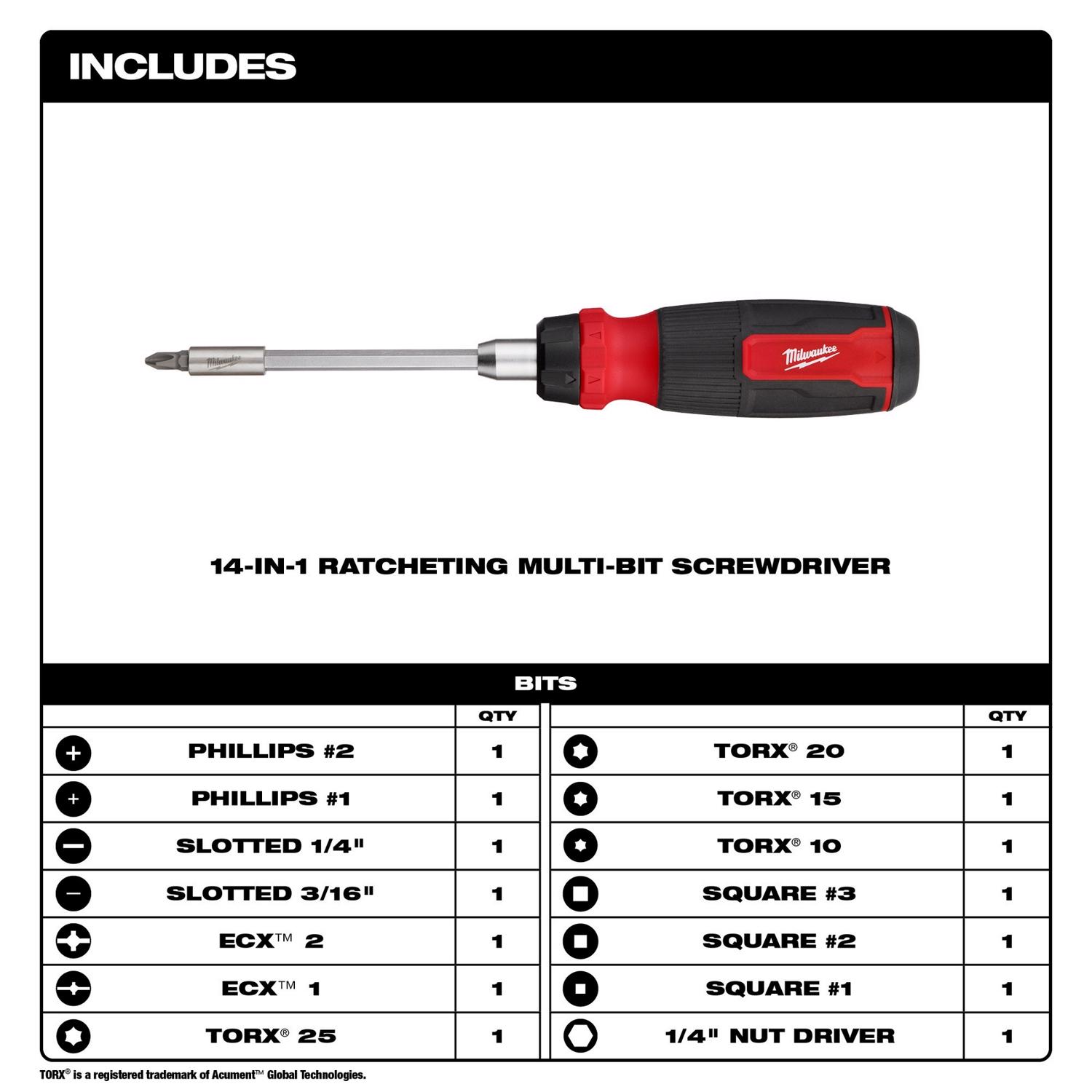 MW Compact Ratcheting Screwdriver Set 2 pc