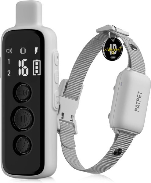 PATPET NFC ID Pet Tag and P650 1000-ft Remote Dog Training Shock Collar， Gray