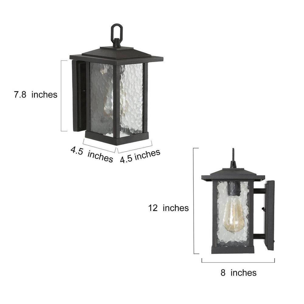 LNC Modern Black Outdoor Wall Sconce Farmhouse Lantern Coach Light with Waterglass Shade 1-Light Porch Patio Deck Lighting ZMI7N2HD13501F6