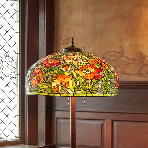 Adele River of Goods -Style Poppies Stained Glass 69-Inch Floor Lamp - 25.75