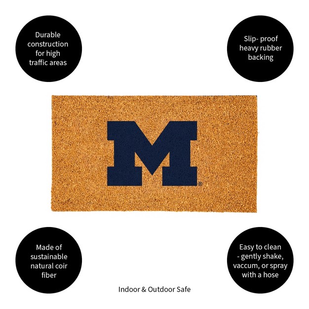 Evergreenncaamichigan Wolverines Logo Natural Coir 28 X 16 Inches Indoor Outdoor Doormat