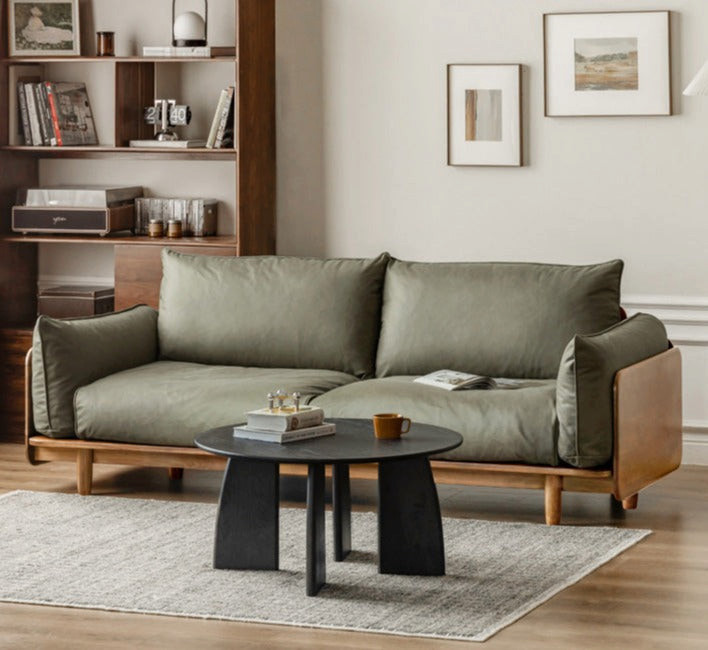 oak Solid Wood Leather Sofa  fabric   Midcentury   Armchairs And Accent Chairs   by GVAwood  Houzz