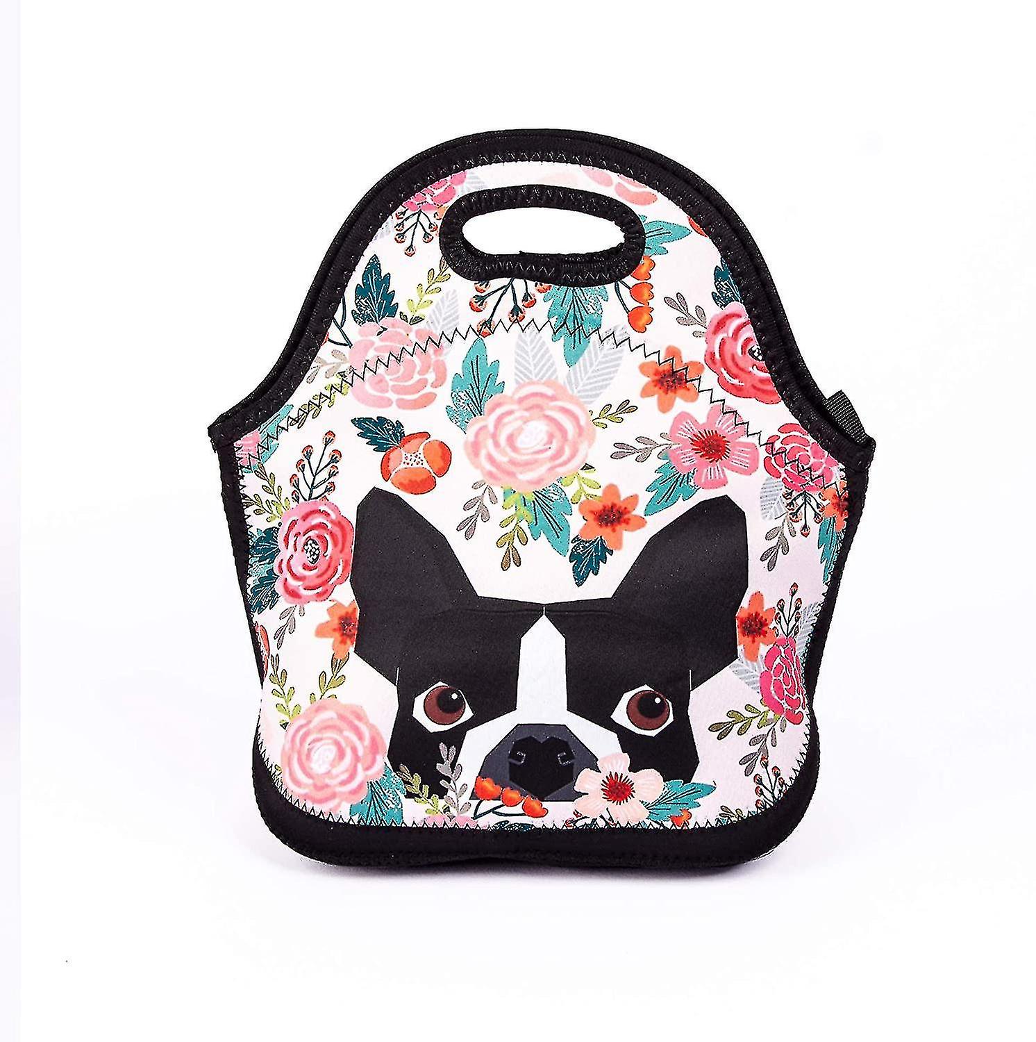 Boston Terrier Dog Florals Lunch Bag Cute Pug Lunch Bags For Women Kids Girls Men Teen Boys Insulate