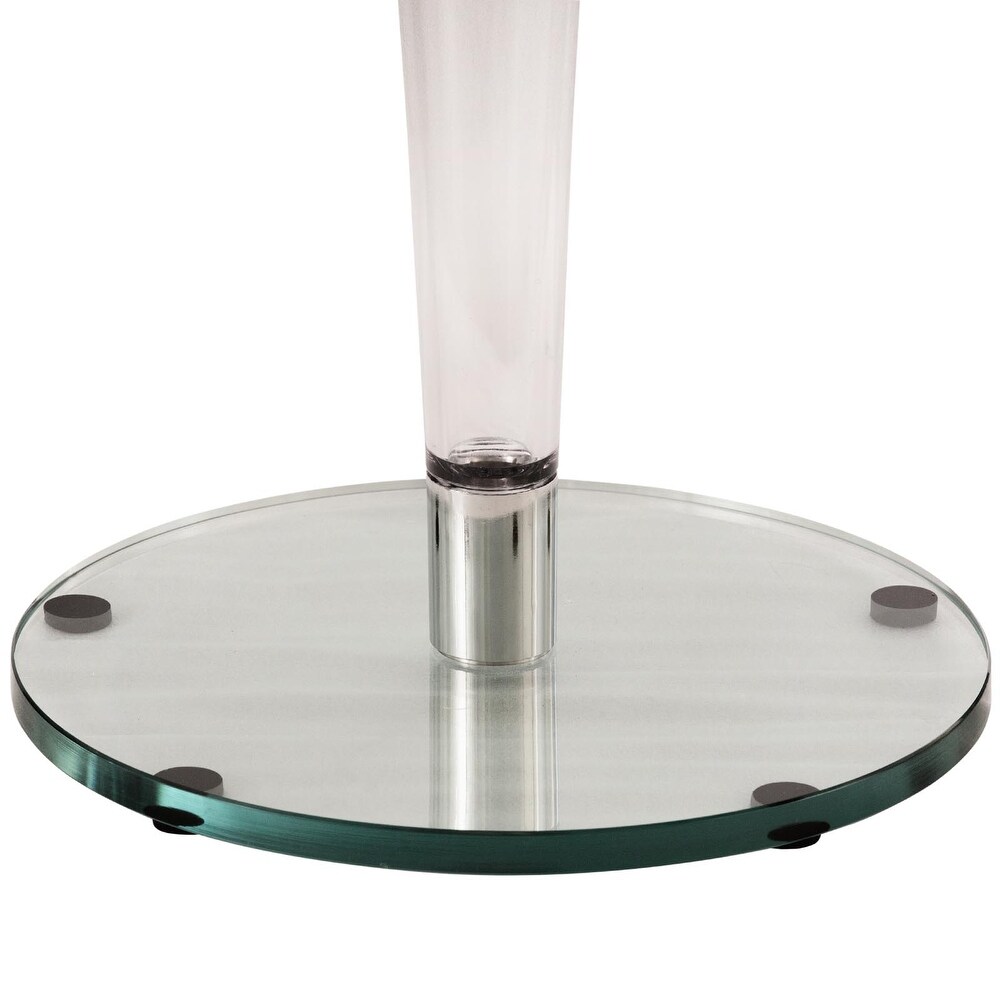 LeisureMod Linden Modern 28 inch Round Glass Accent Dining Table   Clear   27x27