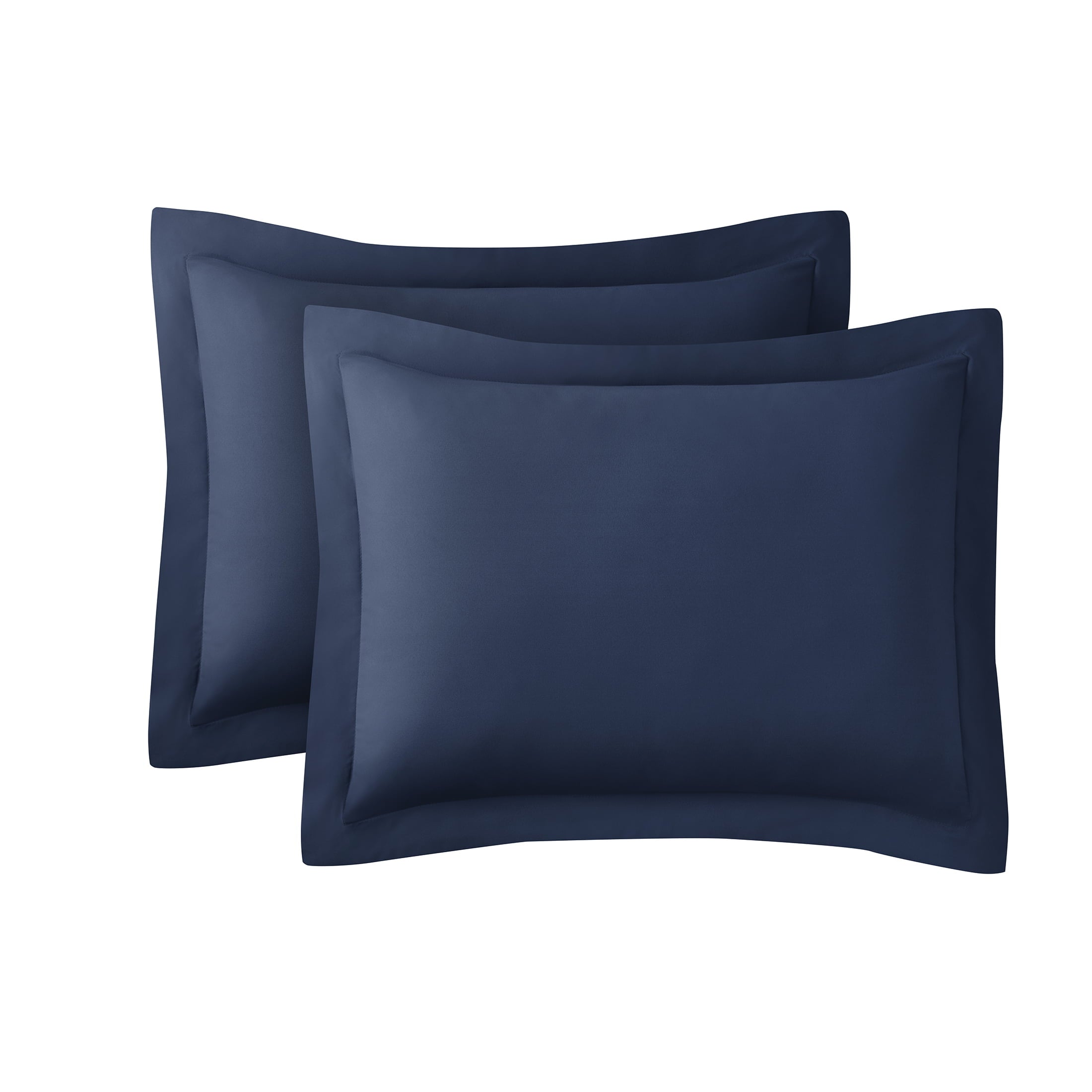 Mainstays Navy Flange Microfiber Shams， Standard Shams， 2 Count