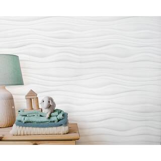 INNOVERA DECOR BY PALRAM 24'' x 24'' Dunes PVC Seamless 3D Wall Panels in White 9-Pieces 705512