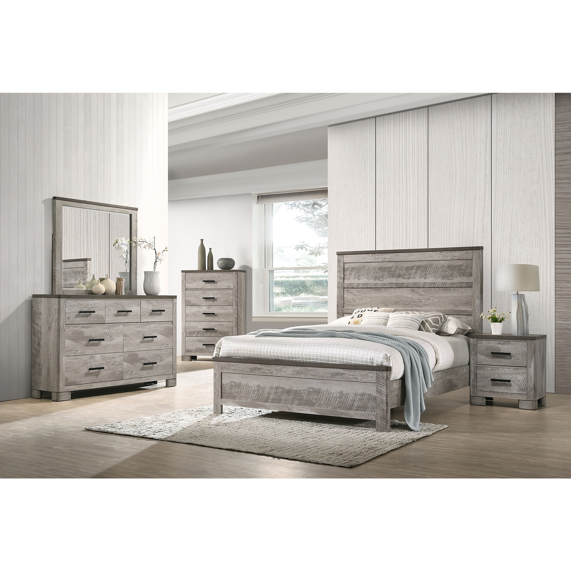 Picket House Furnishings Adam Full Panel 5PC Bedroom Set in Gray - - 32335504