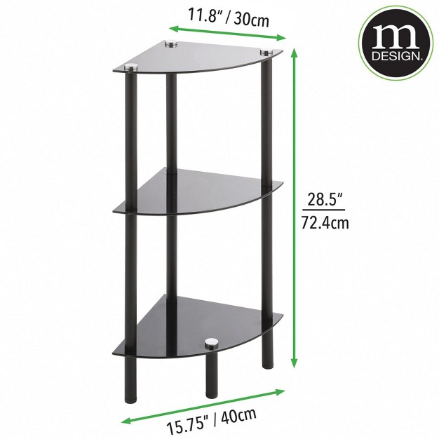 Mdesign Glass Corner 3 tier Tower Cabinet Storage Organizer Shelves