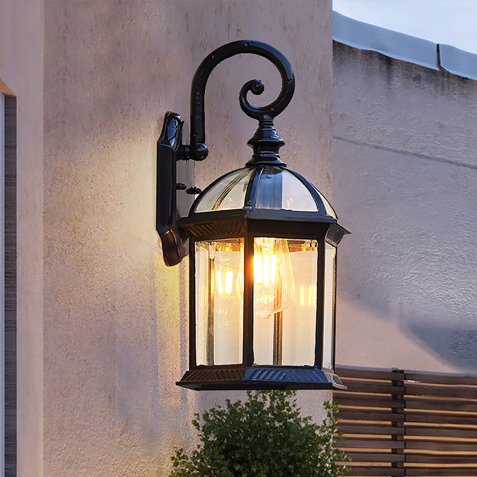 Miumaeov Retro Outdoor Wall Ligh Waterproof Porch Lamp Outdoor Garden Lamp Sconce E26 Aluminum Glass 7.9x7.9x15.75 inch