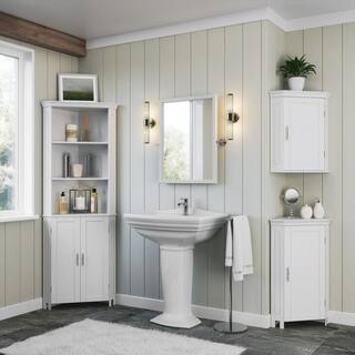 RiverRidge Home Somerset 26 in. W x 18.31 in. D x 70 in. H Two-Door Corner Cabinet in White 06-136