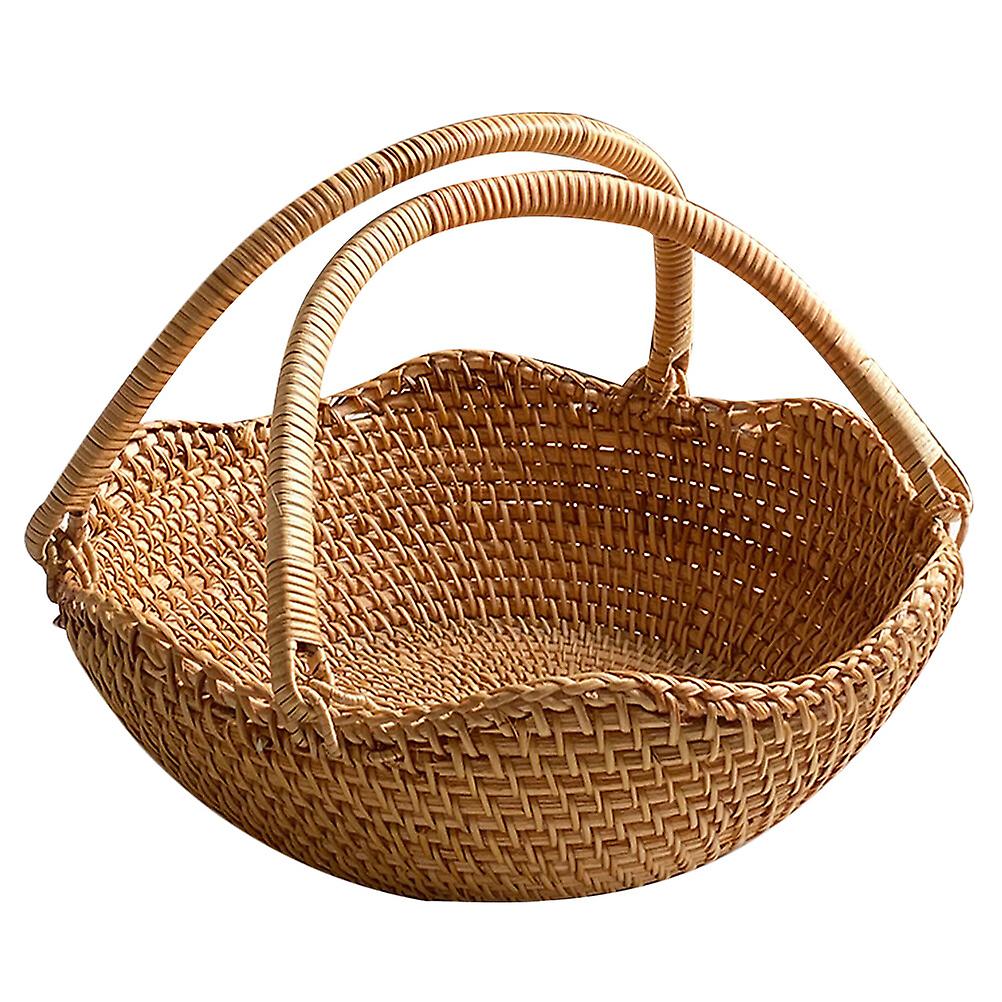 Rattan Woven Basket With Handle Rattan Woven Basket Empty Gift Basket Portable Woven Storage Basket