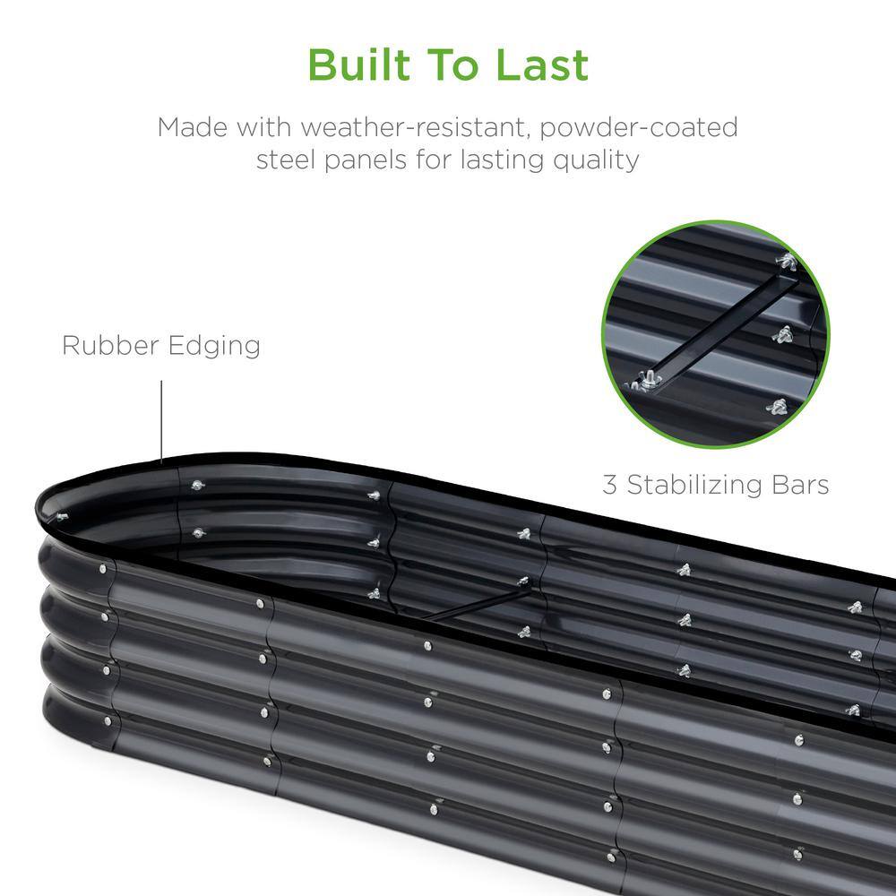 Best Choice Products 8 ft. x 2 ft. x 1 ft. Oval Steel Raised Garden Bed Planter Box for Vegetables Flowers in Charcoal SKY6602