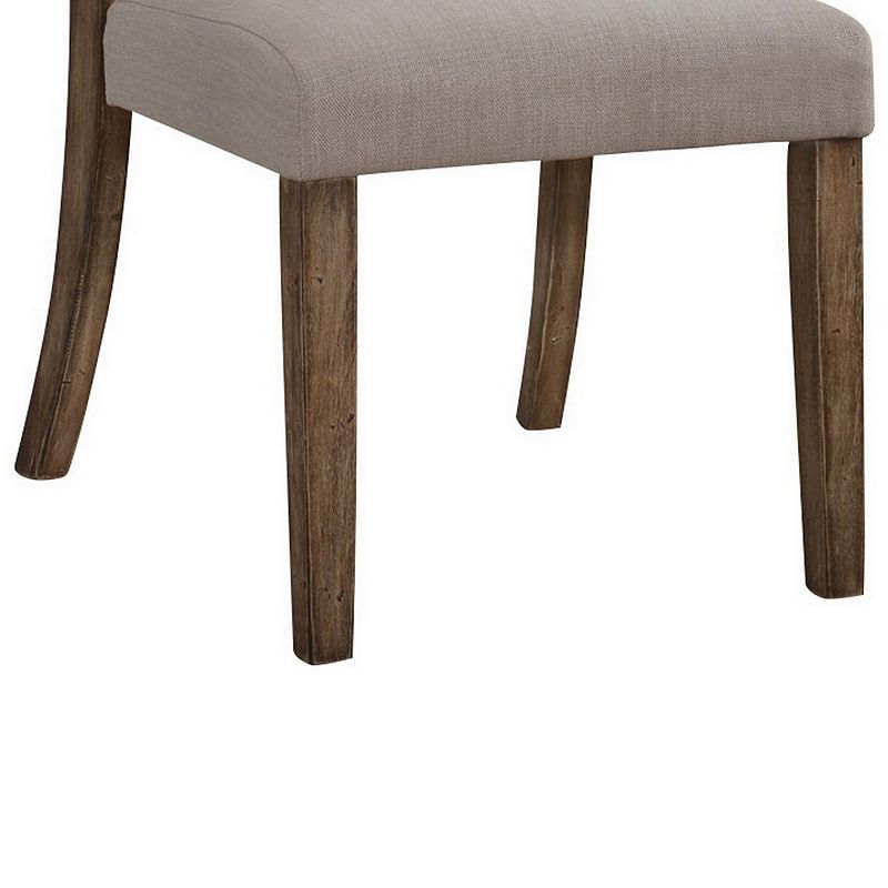 Dining Side Chair with Linen Tufted Back， Set of 2， Beige