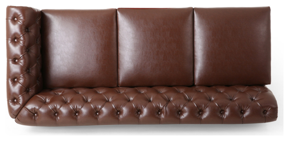 Kinzie Chesterfield Tufted 7 Seater Sectional Sofa with Nailhead Trim   Traditional   Sectional Sofas   by GDFStudio  Houzz